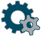 Icon of two gears overlapping